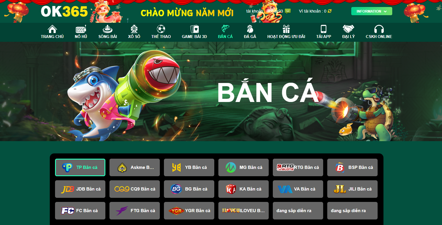 OK365 đặc Sắc nổi bật với sảnh bắn cá thưởng lớn, hiệu ứng hình ảnh bắt mắt, boss khổng lồ và phần thưởng hấp dẫn